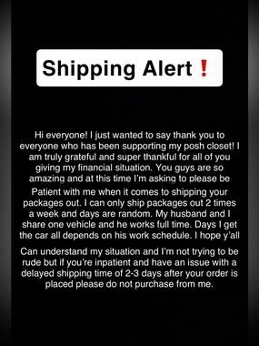MY SHIPPING DAYS HAVE CHANGED TO TWICE A WEEK! PLEASE BE PATIENT WITH ME! 🙏🏼